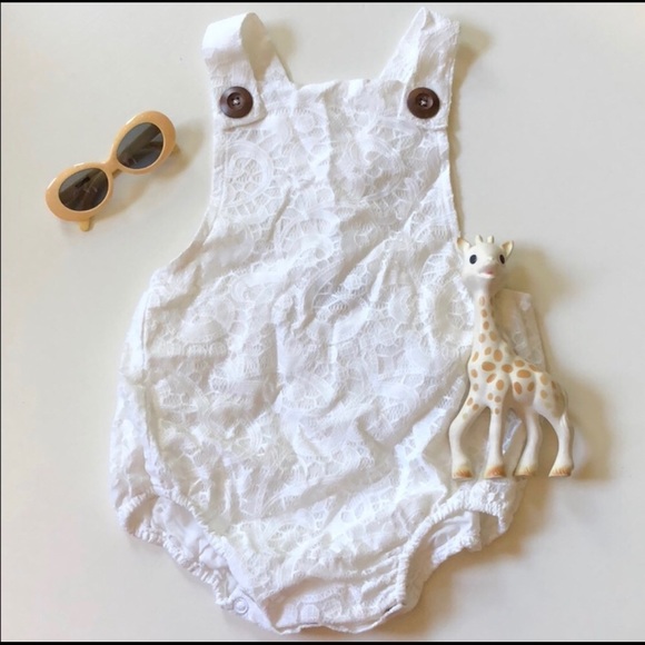 Sado | Darling White Lace Romper | 0-3 Months - Picture 1 of 9